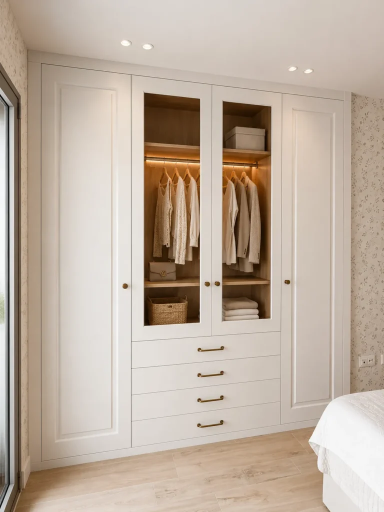 Armario a medida con puertas batientes class con cristal trasparente | Armarios Enova Zaragoza
