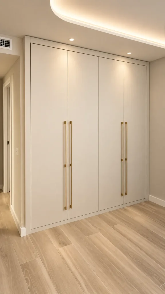 Armario a medida con puertas batientes lisa con tirador especial | Armarios Enova Zaragoza