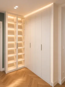 Armario a medida con puertas batientes liso con leds | Armarios Enova Zaragoza