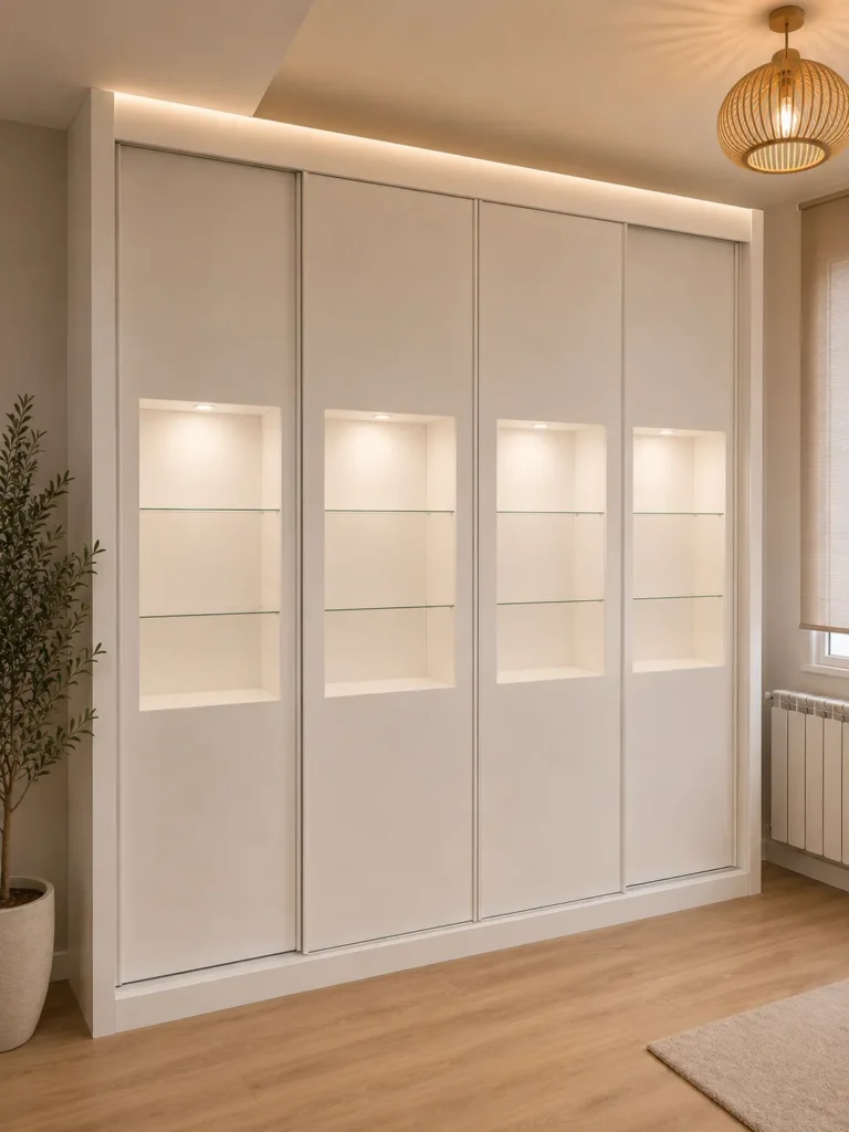 Armario a medida con puertas correderas vitrina | Armarios Enova Zaragoza