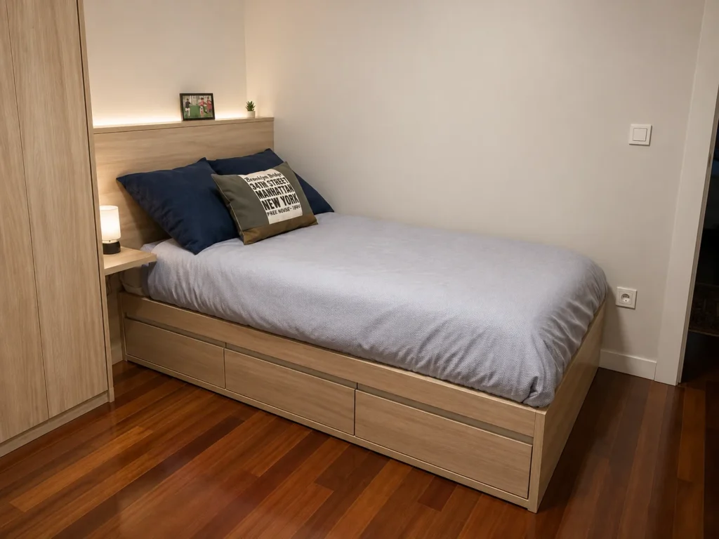 Dormitorio a medida cama con cajones | Armarios Enova Zaragoza