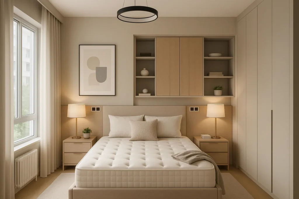 Dormitorio a medida moderno con tonos neutros | Armarios Enova Zaragoza