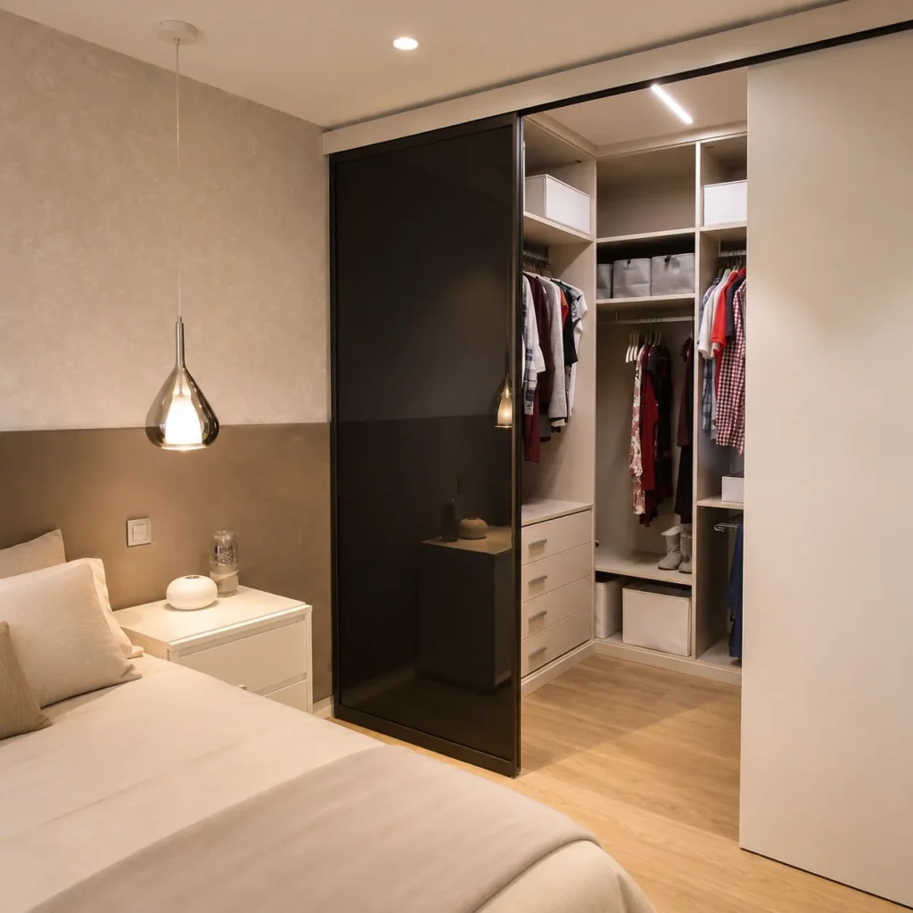 Vestidor a medida puertas colgada | Armarios Enova Zaragoza
